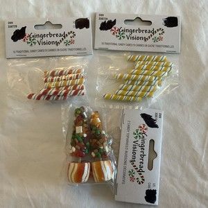 Gingerbread Visions Miniature Crafting Pieces NEW Candy Canes And Candy Trees